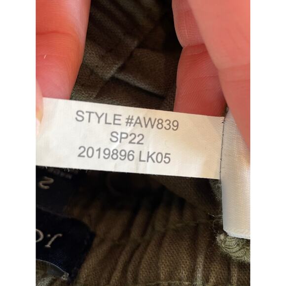 J. Crew Factory Olive Green Linen Blend Drawstring Cuffed Ankle Pants, Size 2 - Picture 8 of 13